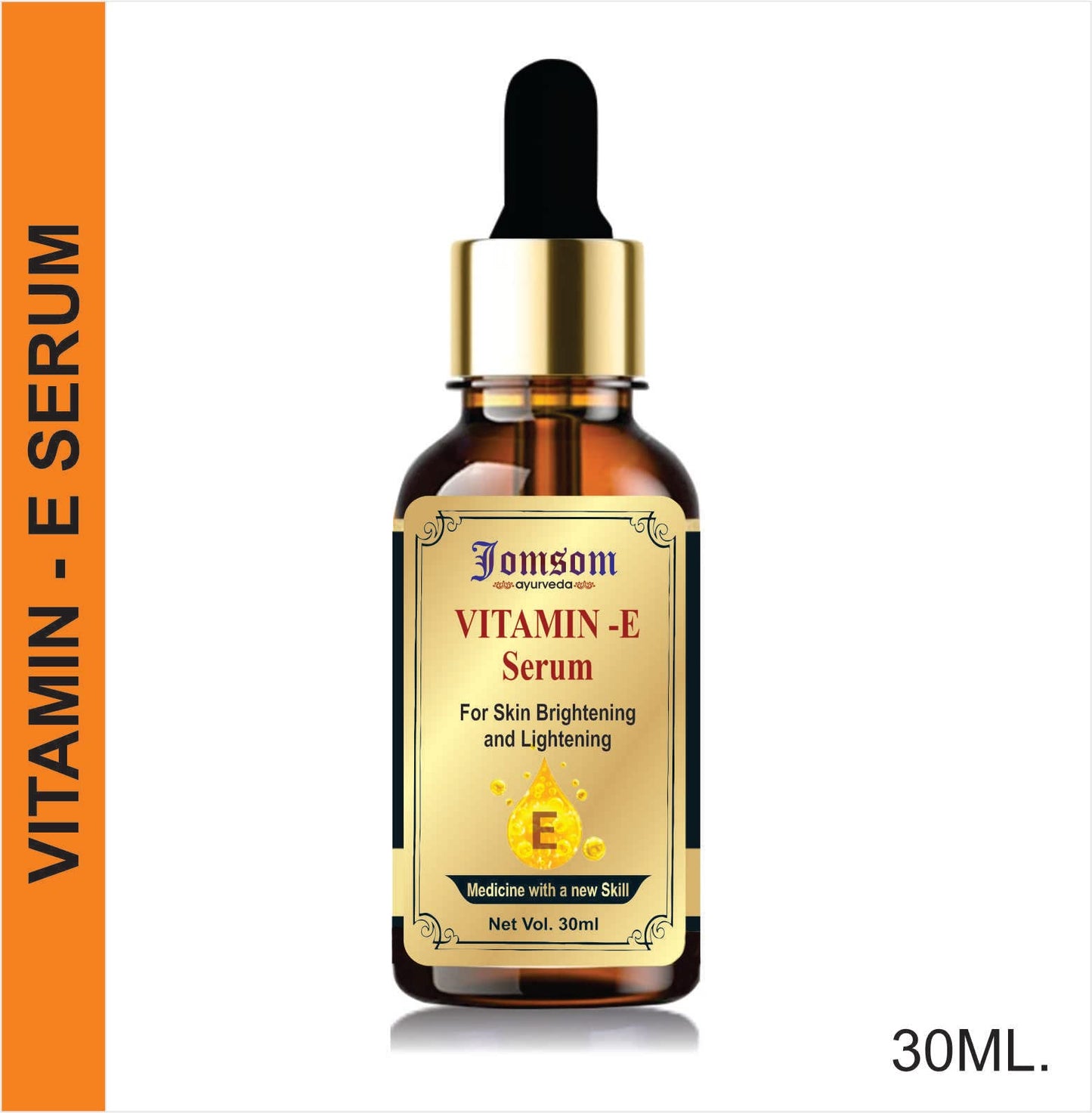 JOMSOM Natural Vitamin E Brightening Serum, 1% Glycolic Acid Serum, Visibly Minimizes Spots, Reveals Even Skin Tone, Glycolic Bright Skin, 30ml