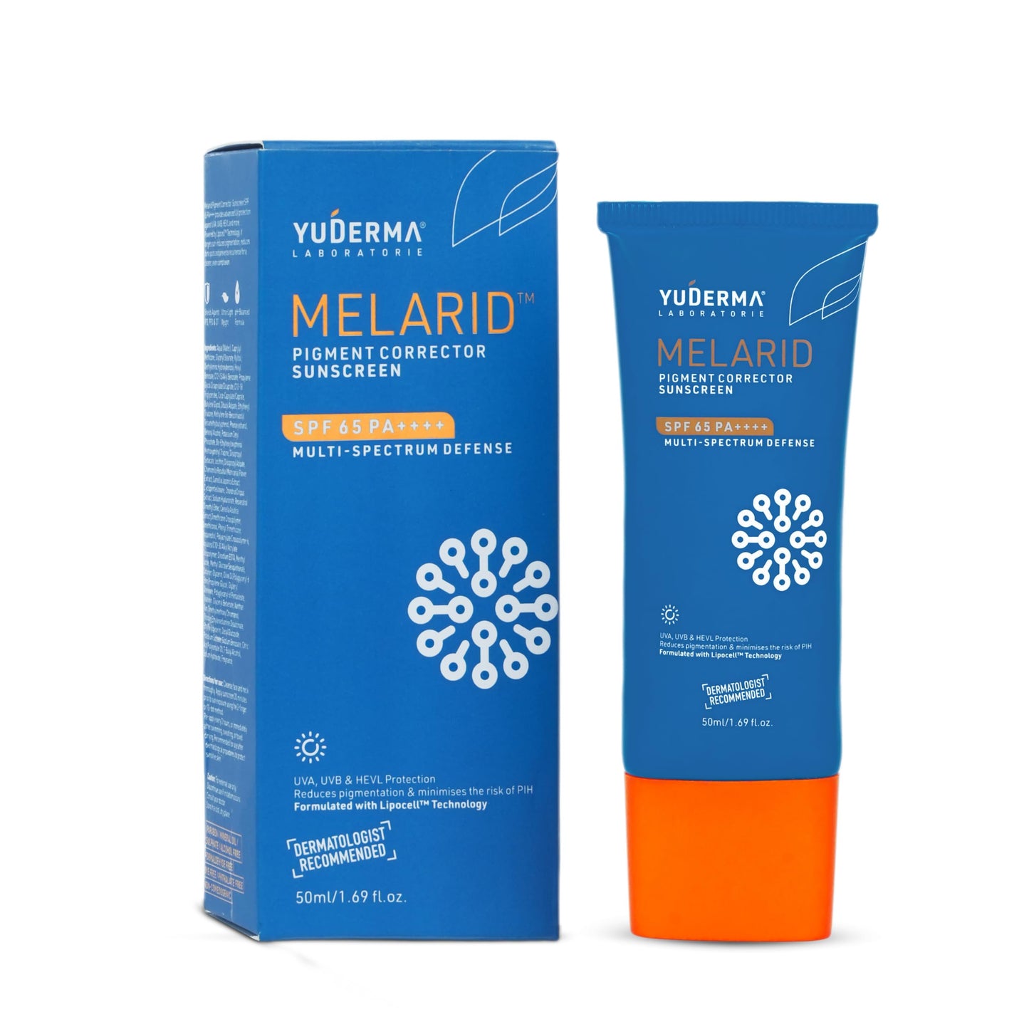 Yuderma Melarid Pigment Corrector Sunscreen SPF 65 PA++++ | Multi spectrum defense UVA, UVB & HEVL Protection | 50 ml