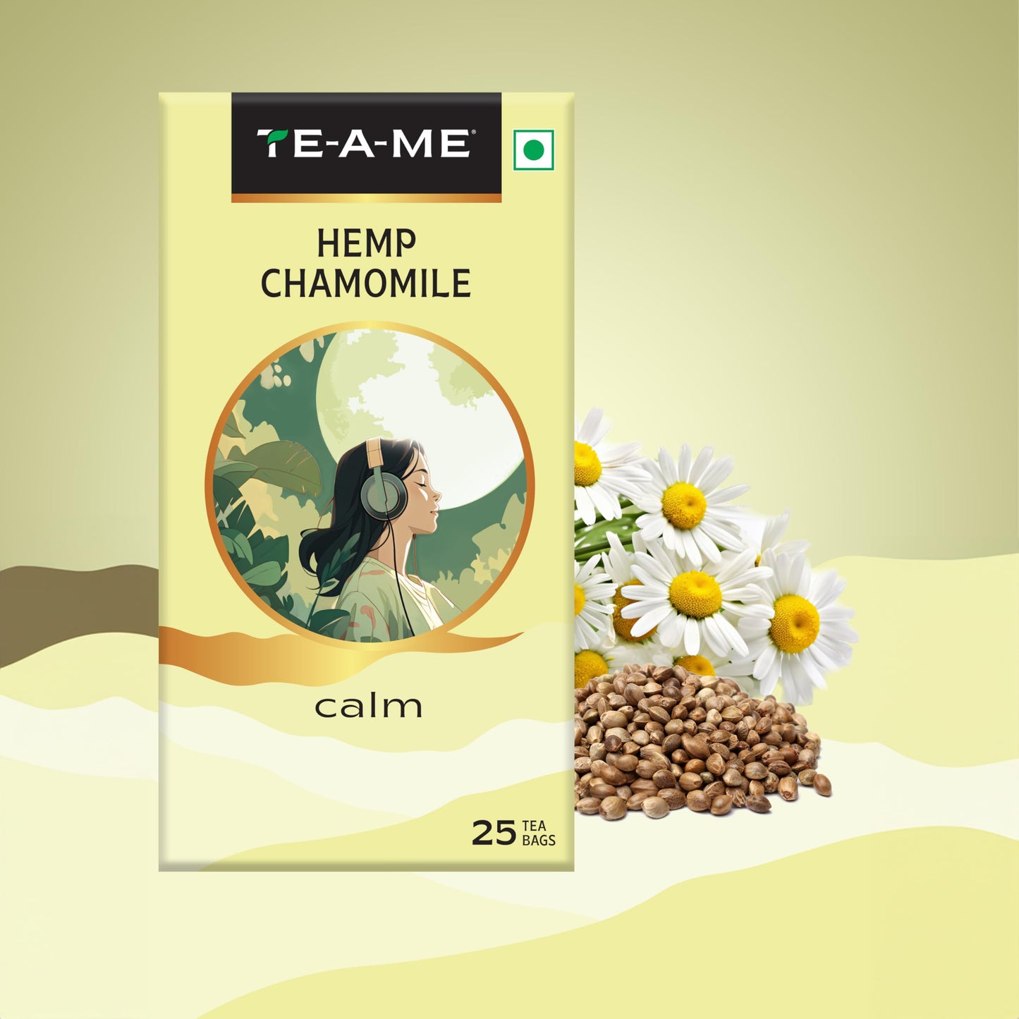 TE-A-ME Hemp Chamomile Tea, 25 Tea Bags