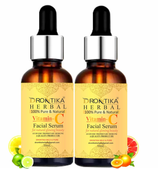 Drontika Herbal Vitamin C Face Serum, For Nourished & Bright Skin with Antioxidant Rich Vitamin C & Kakadu Plum Extract, Non Greasy, 30 ml (Pack Of 2)