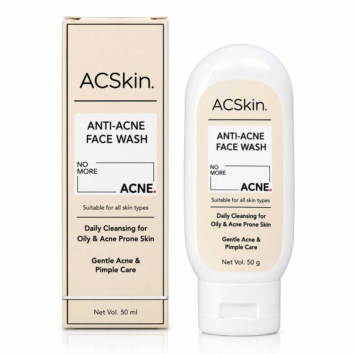 Acskin Anti-acne Facewash  Pack of Two with Tea Tree Oil, Salicylic Acid, Glycolic Acid, Zinc, Niacinamide, Glycerine and D-Penthenol.