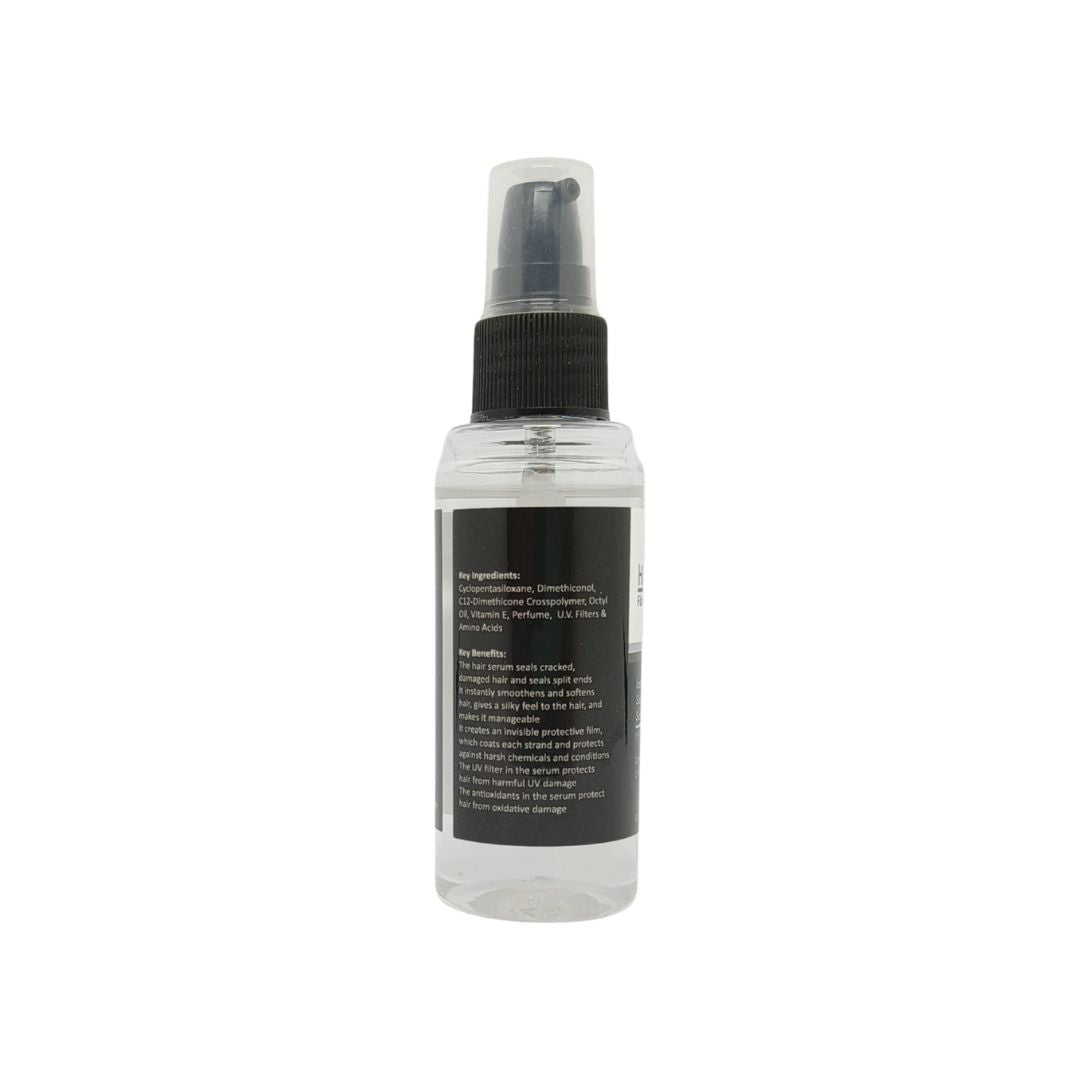 HAIRSILK SERUM Clear spray bottle with black nozzle on a white background