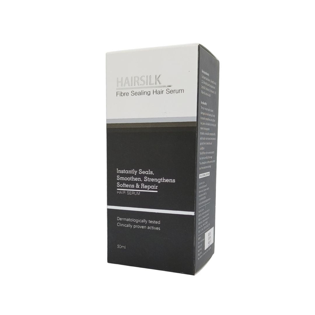 Hairsilk hair serum packaging on a white background