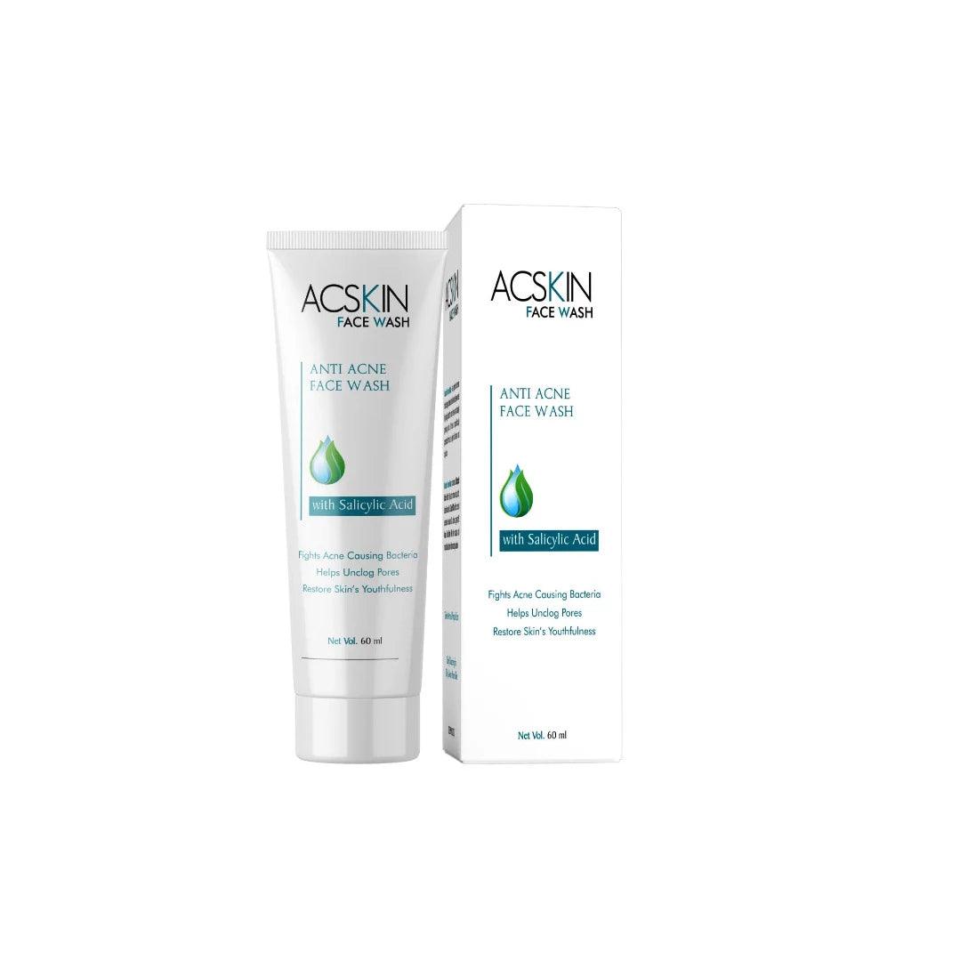 Acskin Anti-acne Facewash  Pack of Two with Tea Tree Oil, Salicylic Acid, Glycolic Acid, Zinc, Niacinamide, Glycerine and D-Penthenol. Glein Pharma India