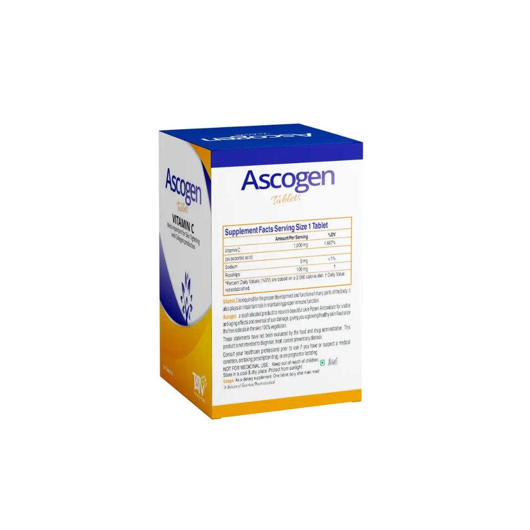 Ascogen: Vitamin C with Rosehip Oil Supplement for Hair Skin and Immunity | Pack of TWO Glein Pharma 