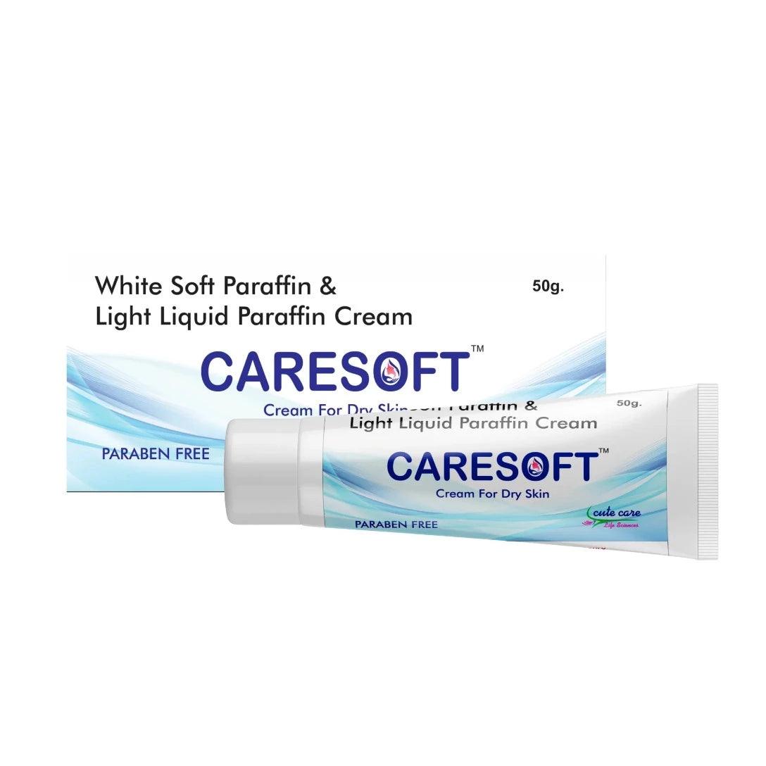 Caresoft: Non-Stick Moisturiser: White and Light Liquid Paraffin Skin Cream Pack of 3 Glein Pharma India