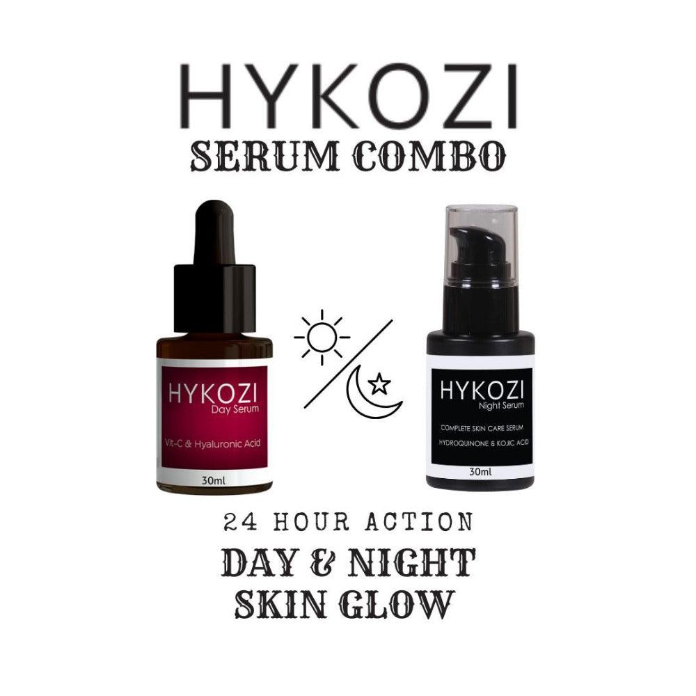 Hykozi Day Night Skin Glow Serum Combo with Hydroquinone & Hyaluronic Acid Glein Pharma Biobrix 
