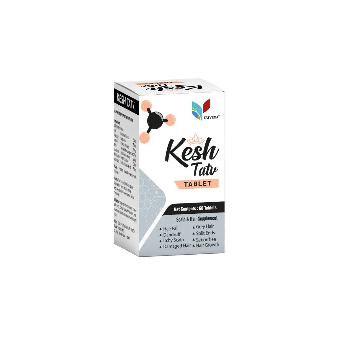 Tatveda Kesh Tatv Ayurvedic natural hair growth tablets. Glein Pharma