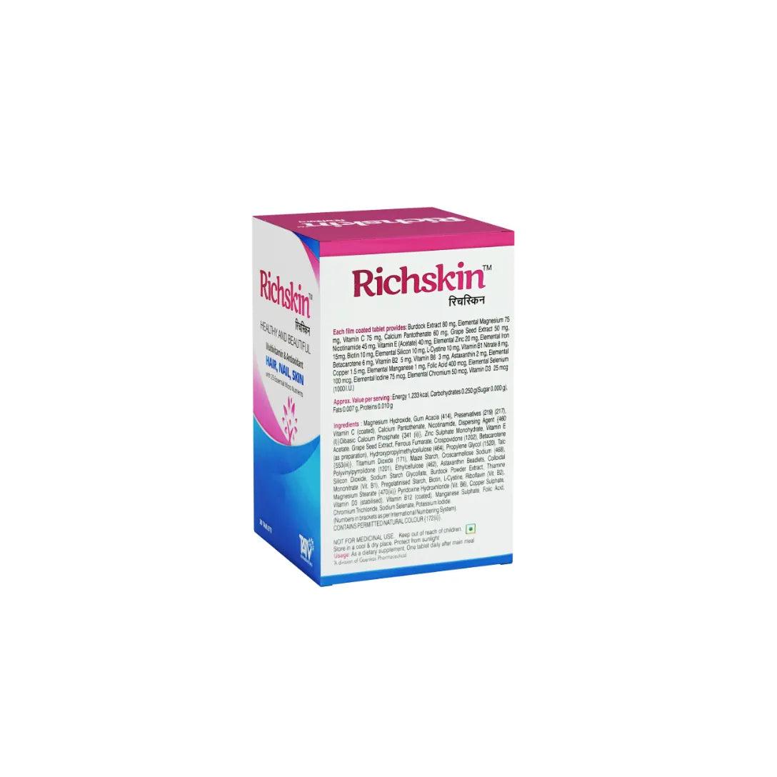 Richskin Healthy and Beautiful Hair Nail Skin Multivitamin & Antioxidant Supplement Tablets. Glein Pharma 