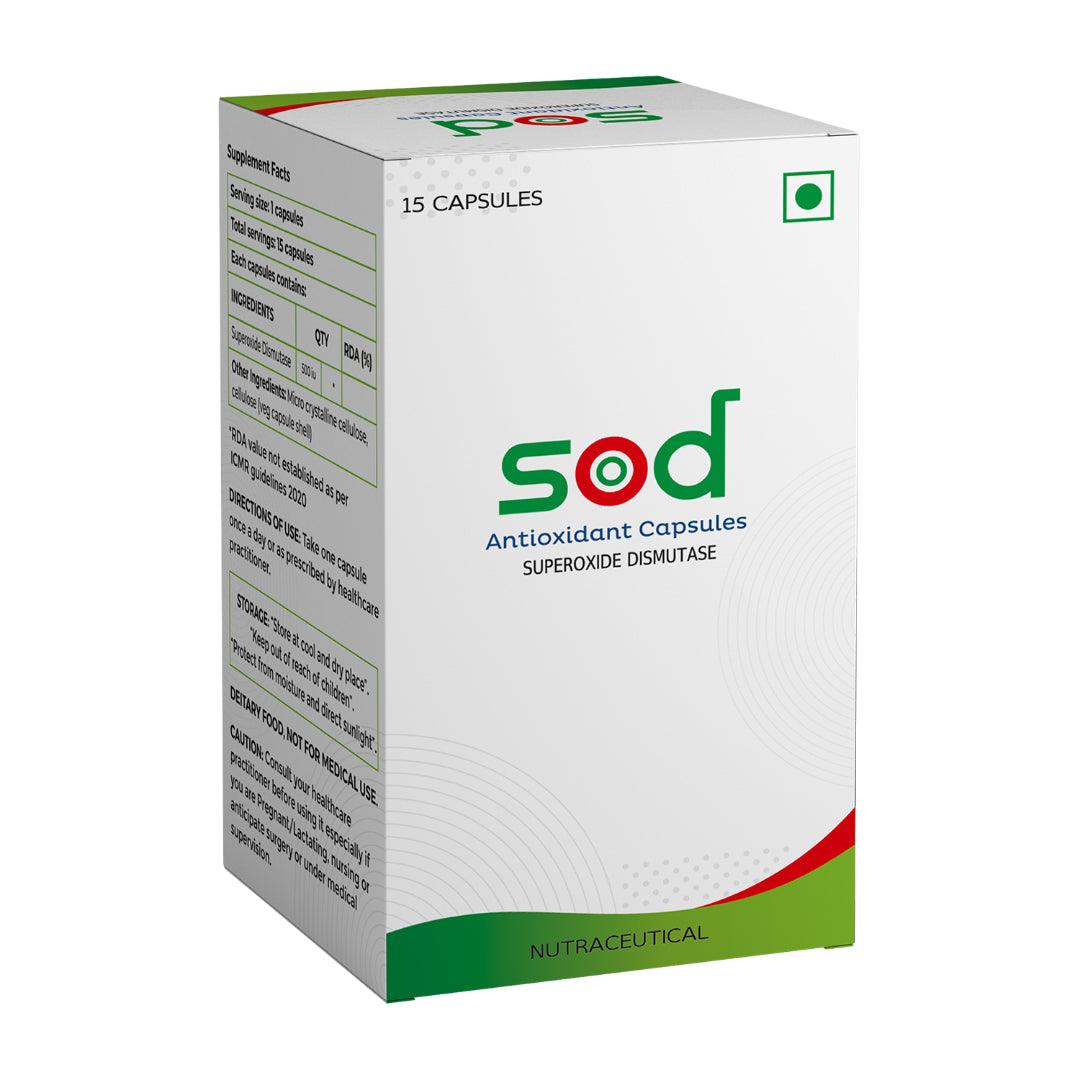 SOD Superoxide Dismutase Antioxidant Supplement Vegetarian Capsules 500 IU Glein Pharma