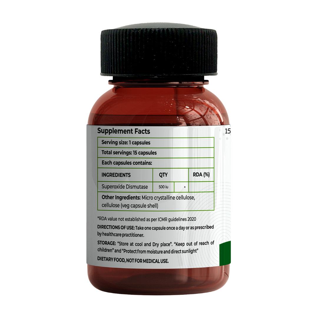 SOD Superoxide Dismutase Antioxidant Supplement Vegetarian Capsules 500 IU Glein Pharma