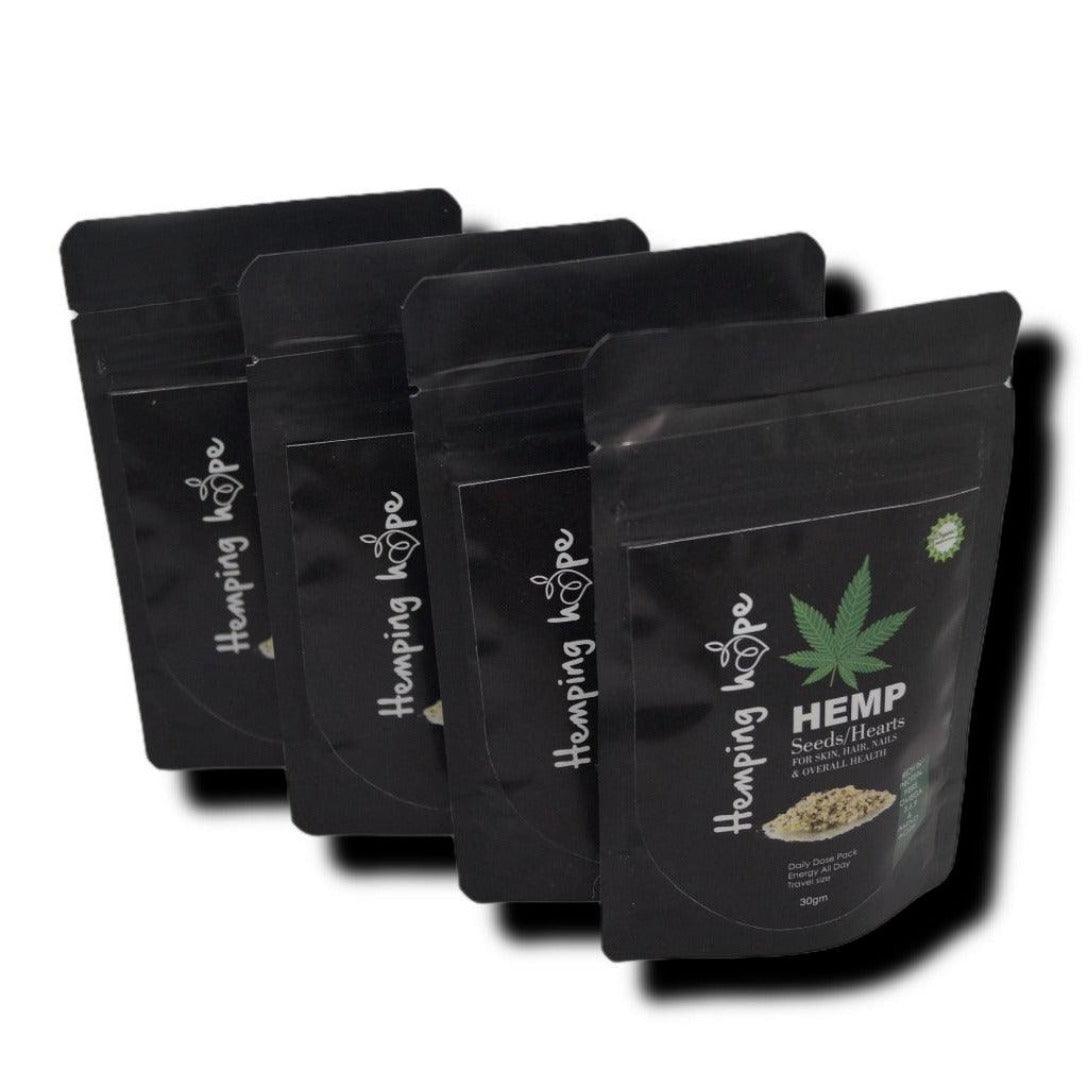 HEMPING HOPE HULLED HEMP SEEDS PACK OF FOUR 30 GMS EACH GLEIN PHARMA 